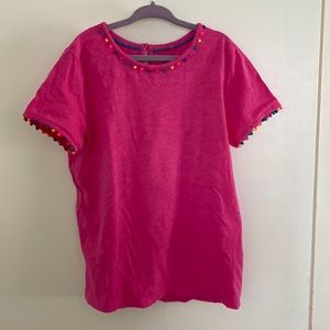Mini Boden pink T shirt with bobble detail size 8-9